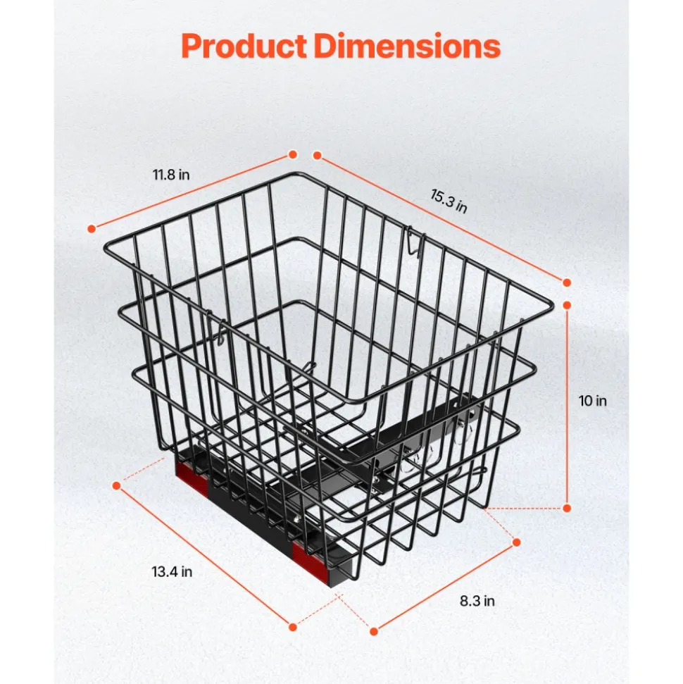 VEVOR Scooter Rear Basket, Heavy Duty Metal Wire Basket with Handle, Spacious Cargo Basket, Works with 1-inch Receiver, Compatible with Most Golden, Drive & Pride Mobility Scooter