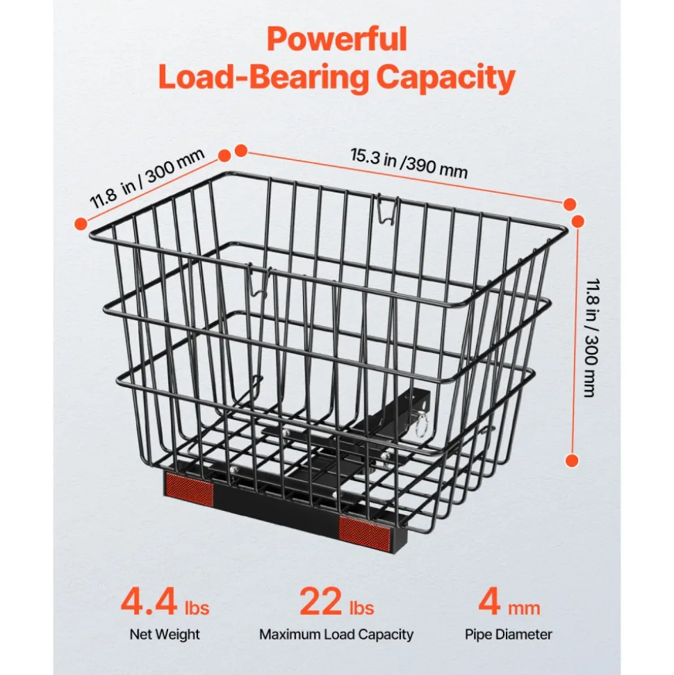 VEVOR Scooter Rear Basket, Heavy Duty Metal Wire Basket with Handle, Spacious Cargo Basket, Works with 1-inch Receiver, Compatible with Most Golden, Drive & Pride Mobility Scooter