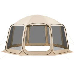 VEVOR Screen House Tent, 15 x 13.8 ft, 12-15 Person Pop Up Screen Tent, Portable Screened in Canopy with Carry Bag, Netting Sides, Ground Stakes, for Garden, Patio, Backyard, Outdoor Activities, Beige