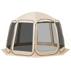 VEVOR Screen House Tent, 12 x 11 ft, 10-12 Person Pop Up Screen Tent, Portable Screened in Canopy with Carry Bag, Netting Sides, Ground Stakes, for Garden, Patio, Backyard, Outdoor Activities, Beige