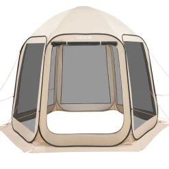VEVOR Screen House Tent, 10 x 9.2 ft, 4-8 Person Pop Up Screen Tent, Portable Screened in Canopy with Carry Bag, Netting Sides, Ground Stakes, for Garden, Patio, Backyard, Outdoor Activities, Beige