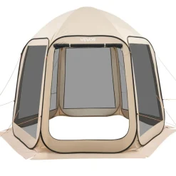 VEVOR Screen House Tent, 10 x 9.2 ft, 4-8 Person Pop Up Screen Tent, Portable Screened in Canopy with Carry Bag, Netting Sides, Ground Stakes, for Garden, Patio, Backyard, Outdoor Activities, Beige