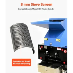 VEVOR Screen Mesh for Plastic Shredder, High-Quality Steel Durable Mesh, 0.315 in/8 mm High-Precision Aperture Screen, Compatible with Model 400 Plastic Grinder, Suitable for Small Particle Recycling