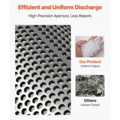 VEVOR Screen Mesh for Plastic Shredder, High-Quality Steel Durable Mesh, 0.315 in/8 mm High-Precision Aperture Screen, Compatible with Model 400 Plastic Grinder, Suitable for Small Particle Recycling