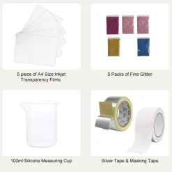 VEVOR Screen Printing Kit, 3 PCS Aluminum Silk Screen Printing Frames, 5 Glitters and Screen Printing Squeegees and Transparency Films, 6x10/8x12/10x14inch 110 Count Mesh, Â for DIY T-shirts Printing
