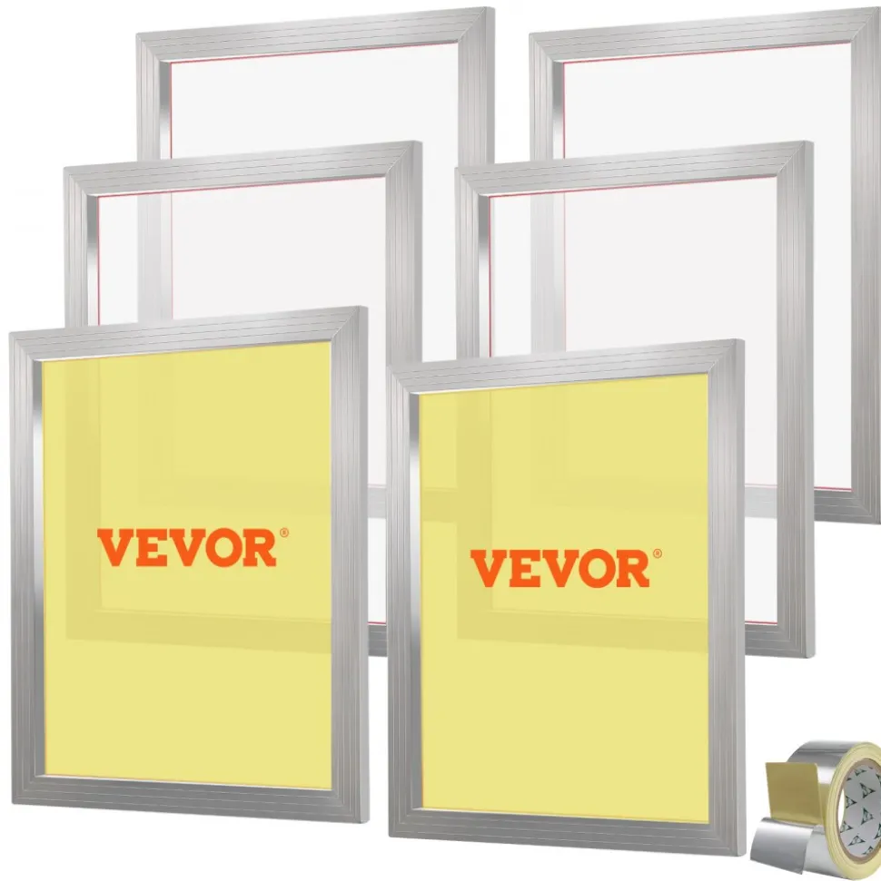 VEVOR Screen Printing Kit, 6 Pieces Aluminum Silk Screen Printing Frames, 20x24inch Silk Screen Printing Frame with 160 Count Mesh, High Tension Nylon Mesh and Sealing Tape for T-shirts DIY Printing