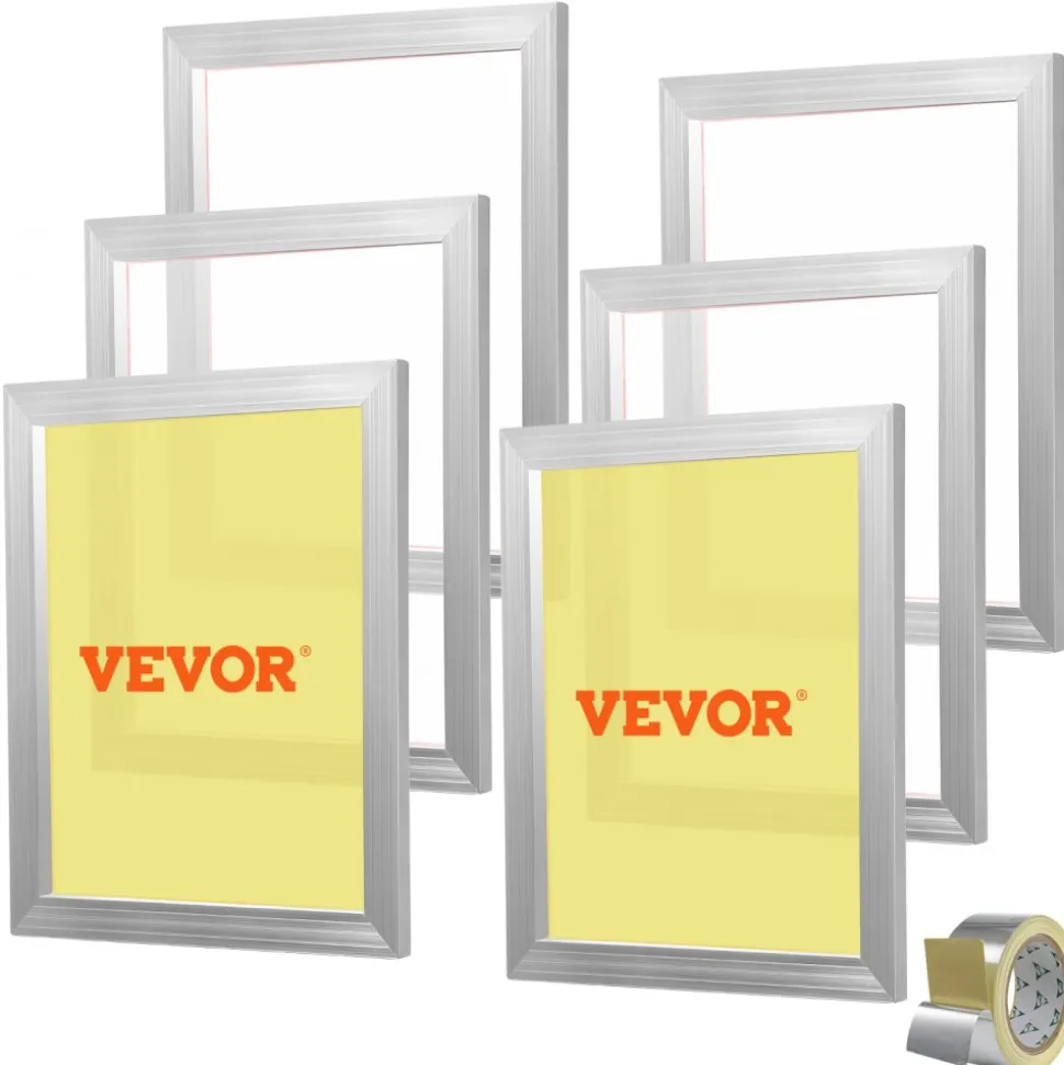 VEVOR Screen Printing Kit, 6 Pieces Aluminum Silk Screen Printing Frames, 16x20inch Silk Screen Printing Frame with 110 Count Mesh, High Tension Nylon Mesh and Sealing Tape for T-shirts DIY Printing