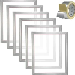 VEVOR Screen Printing Kit, 6 Pieces Aluminum Silk Screen Printing Frames, 16x20inch Silk Screen Printing Frame with 110 Count Mesh, High Tension Nylon Mesh and Sealing Tape for T-shirts DIY Printing