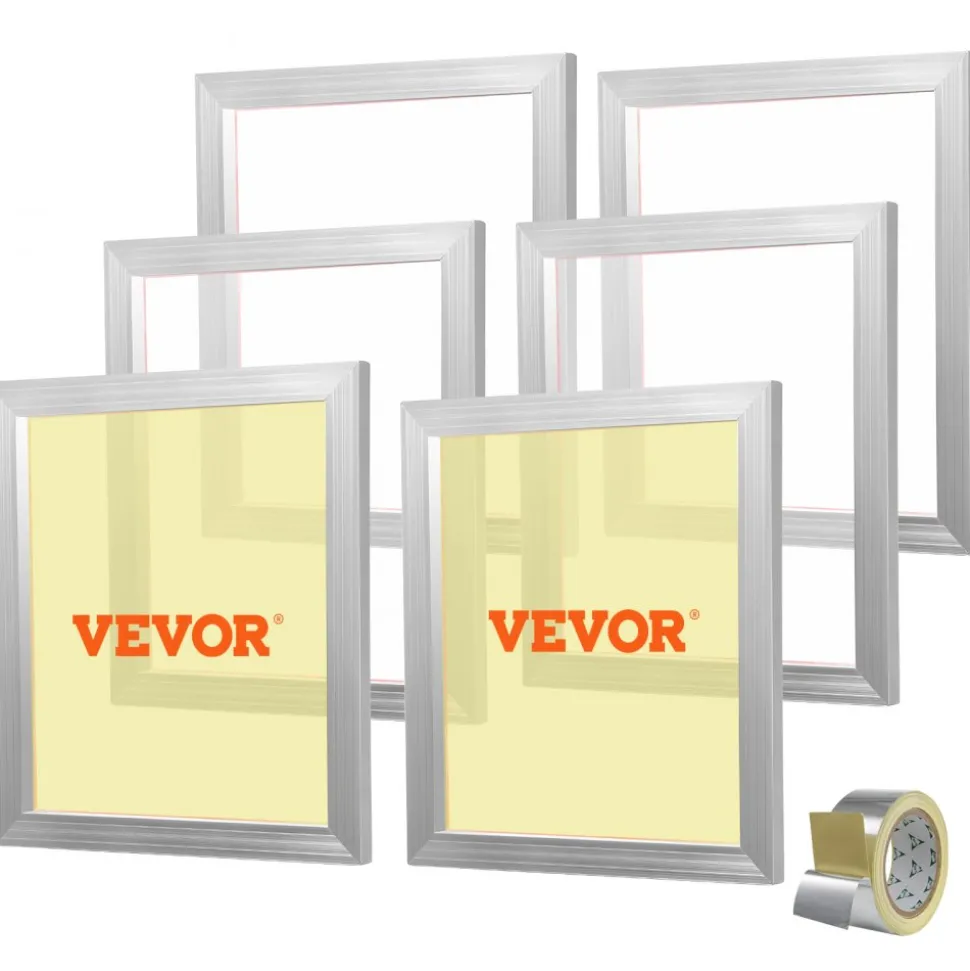 VEVOR Screen Printing Kit, 6 Pieces Aluminum Silk Screen Printing Frames, 18x20inch Silk Screen Printing Frame with 160 Count Mesh, High Tension Nylon Mesh and Sealing Tape for T-shirts DIY Printing