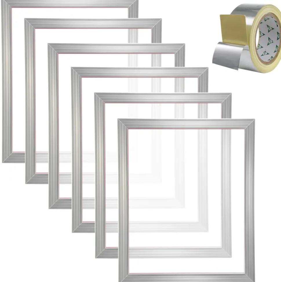 VEVOR Screen Printing Kit, 6 Pieces Aluminum Silk Screen Printing Frames, 18x20inch Silk Screen Printing Frame with 160 Count Mesh, High Tension Nylon Mesh and Sealing Tape for T-shirts DIY Printing