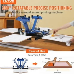 VEVOR Screen Printing Machine, 4 Color 4 Station 360° Rotable Silk Screen Printing Press, 21.2x17.7in Screen Printing Press, Double-layer Positioning Pallet for T-shirt DIY Printing