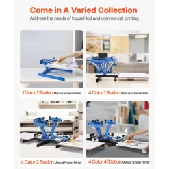 VEVOR Screen Printing Machine 4 Color 4 Station Silk Screen Printing Press, 21.3 x 17.7 in, 360° Rotatable, Accurate Positioning, Powder-Coated Carbon Steel, for T-shirt DIY, Home and Commercial