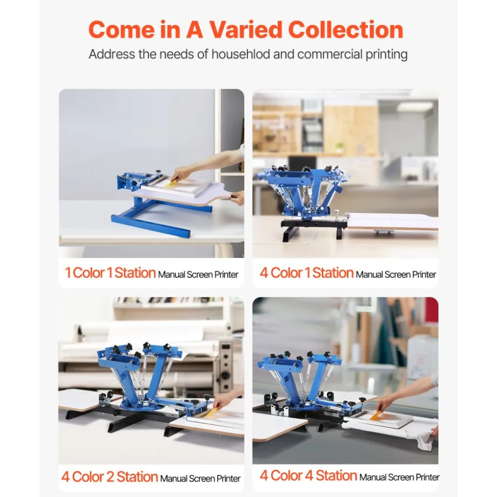 VEVOR Screen Printing Machine 1 Color 1 Station Silk Screen Printing Press, 21.3 x 17.7 in Platen, Adjustable Tension, Powder-Coated Carbon Steel, for T-shirt Clothing DIY, Home and Commercial Use