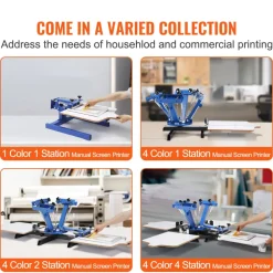 VEVOR Screen Printing Machine, 4 Color 2 Station, 360° Rotable Silk Screen Printing Press, 21.2 x 17.7in / 54 x 45cm Screen Printing Press, Dual-layer Positioning Pallet for DIY T-shirt Printing