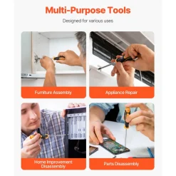 VEVOR Screwdriver Set, 12-Piece Hand Tools Set with Magnetic Tips, Includes 5 Phillips and 5 Flat Head Bits, Z-Type Bit, Professional Repair Tool Kit for Sockets, Furniture, Home Appliances, Bicycles