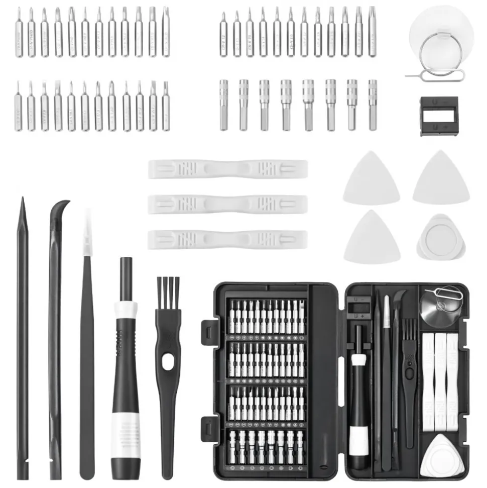 VEVOR Screwdriver Set, 59-Piece Small Precision Screwdriver Set with Phillips, Flat Head, Torx, Pentalobe Bits, Tweezer for Men, Mini Cleaning Repair Tool Kit for iPhone, MacBook, Laptop, Computer