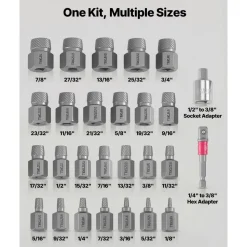 VEVOR Screw Extractor Set, 27 Pieces Hex Head Multi-Spline Easy Out Bolt Extractor Tool, with Adapters, Solid Storage Case, Cr-Mo Steel Stripped Bolt Remover for Removing Rounded, Broken Bolts, Screws