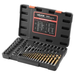 VEVOR Screw Extractor Set with Drill Bits, 54 Pieces, Easy Out Nut Bolt Extractors and Drill Bits, with Adapters, Solid Storage Case, Cr-Mo Steel for Removing Rounded, Broken, or Stripped Fasteners