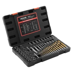 VEVOR Screw Extractor Set with Drill Bits, 54 Pieces, Easy Out Nut Bolt Extractors and Drill Bits, with Adapters, Solid Storage Case, Cr-Mo Steel for Removing Rounded, Broken, or Stripped Fasteners
