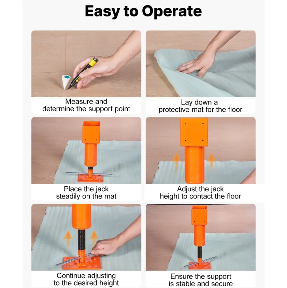 VEVOR Screw Jack Post, 4" x 4", 13.2"-18.7" Height Range, 24700 lbs Max Load Capacity, Adjustable Shore Jack, Temporary House Jack Pole for Home Leveling, Lifting Floor Crawlspace Basement Shore Beam