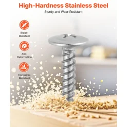 VEVOR Screws, #8 x 3/4 inch Length Self Drilling Drywall to Wood Screw, All Purpose High-Hardness Stainless Steel Wall Anchors with a Phillips Drill Bit, Cross Slot for Home Renovation(300 per Box)