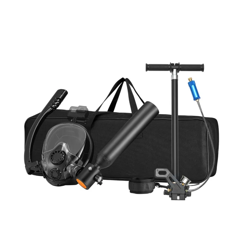 VEVOR Scuba Tank, 0.5L Portable Diving Tank, Diving Oxygen Cylinder Support 5-10 Minutes Underwater Breathing, 32.81 ft Diving Depth, Refillable Snorkel Air Tank with Pump for Underwater Exploration