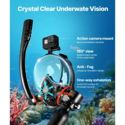 VEVOR Scuba Tank, 0.5L Portable Diving Tank, Diving Oxygen Cylinder Support 5-10 Minutes Underwater Breathing, 32.81 ft Diving Depth, Refillable Snorkel Air Tank with Pump for Underwater Exploration