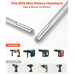 VEVOR SDS Max Floor Scraper, 23.6" x 5.9" Chisel Bit with SDS Max Shank, Compatible with Rotary Hammers, Heat Treated 40Cr Alloy Steel, Sharp Edge for Removing Laminate Flooring, Tiles, and Mortar