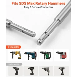 VEVOR SDS Max Floor Scraper, 24.8" x 5.9" Chisel Bit with SDS Max Shank, Compatible with Rotary Hammers, Heat Treated 40Cr Alloy Steel, Sharp Edge for Removing Laminate Flooring, Tiles, and Mortar