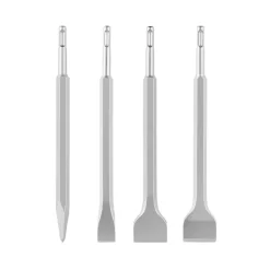 VEVOR SDS Plus Chisel Set, 4 pcs SDS Plus Rotary Hammer Drill Attachments, Includes Point, Flat, & Angled Spade Chisels, Heat Treated 40Cr Alloy Steel, Sharp Edge for Demolition, Concrete and Brick