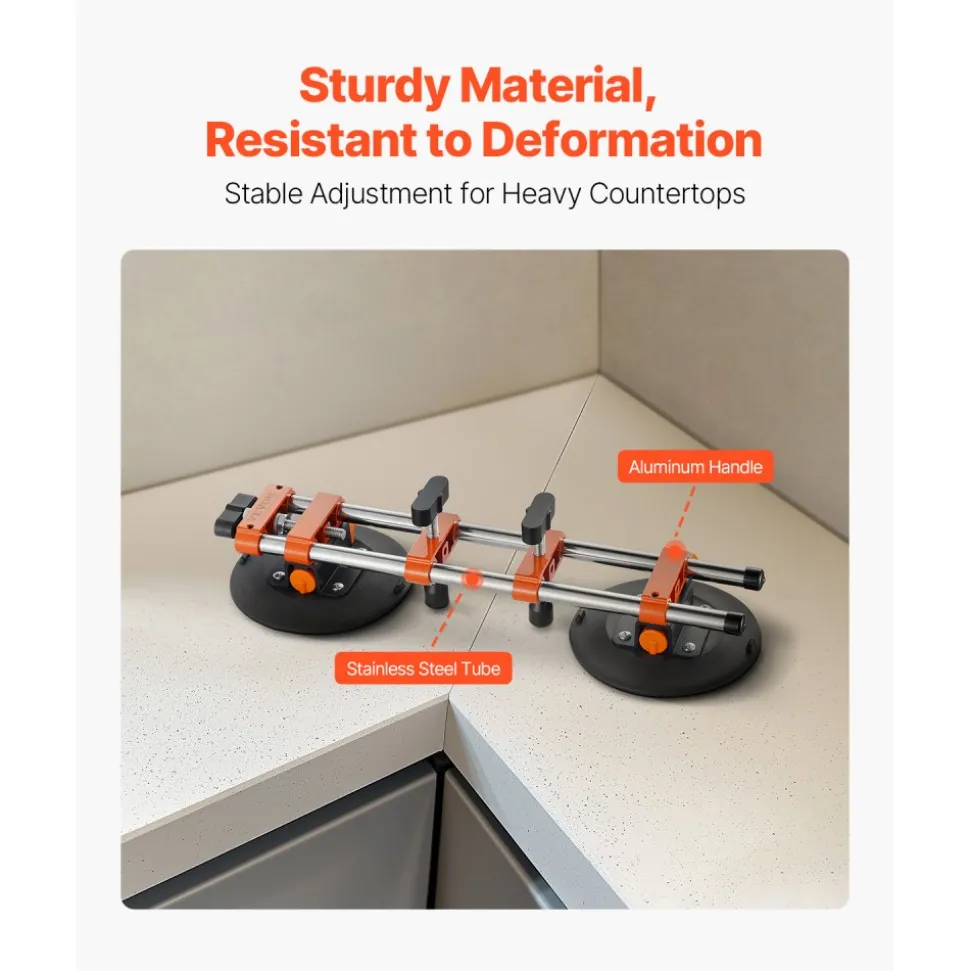 VEVOR Seamless Seam Setter, 2 Packs, Granite Seam Setter with 6 in Vacuum Suction Cups & Tool Bag, Seam Joiner for Seam Joining & Leveling, Countertop Installation Tool for Tile Stone Marble Slab