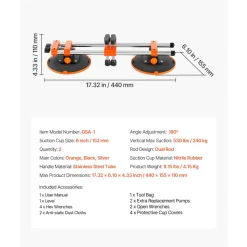 VEVOR Seamless Seam Setter, 2 Packs, Granite Seam Setter with 6 in Vacuum Suction Cups & Tool Bag, Seam Joiner for Seam Joining & Leveling, Countertop Installation Tool for Tile Stone Marble Slab