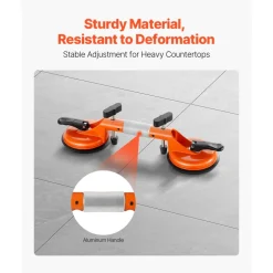 VEVOR Seamless Seam Setter, 2 Packs Granite Seam Setter with 5 in Vacuum Suction Cups, Seam Joiner for Seam Joining & Leveling, 180° Adjustable, Countertop Installation Tool for Tile Stone Marble Slab