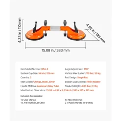 VEVOR Seamless Seam Setter, 2 Packs Granite Seam Setter with 5 in Vacuum Suction Cups, Seam Joiner for Seam Joining & Leveling, 180° Adjustable, Countertop Installation Tool for Tile Stone Marble Slab