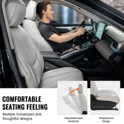 VEVOR Seat Covers, Universal Car Seat Covers Full Set Seats, Front and Rear Seat, 13pcs Faux Leather Seat Cover, Full Enclosed Design, Detachable Headrest and Airbag Compatible, for Most Car SUV Truck