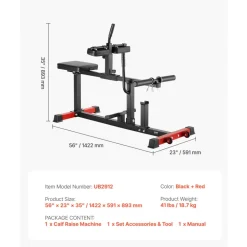 VEVOR Seated Calf Machine, 440 LBS Capacity Calf Raise Machine, Seated Calf Raise Leg Exercise Home Gym, Calf Workout Training Equipment, Lower Body Specialty Machine, Fit 1/2 inch Weight Plates