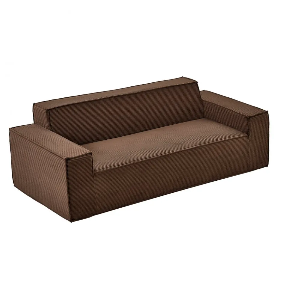 VEVOR 3-Seater Sofa in a Box, 83-Inch No Assembly Corduroy Couch with Memory Foam, Deep Seats for Living Room, Apartment, or Office, Brown