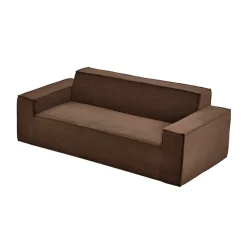 VEVOR 3-Seater Sofa in a Box, 83-Inch No Assembly Corduroy Couch with Memory Foam, Deep Seats for Living Room, Apartment, or Office, Brown