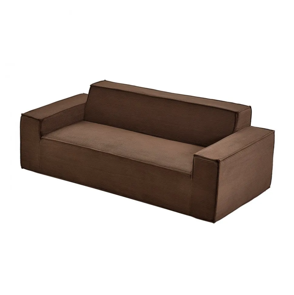VEVOR 3-Seater Sofa in a Box, 83-Inch No Assembly Corduroy Couch with Memory Foam, Deep Seats for Living Room, Apartment, or Office, Brown