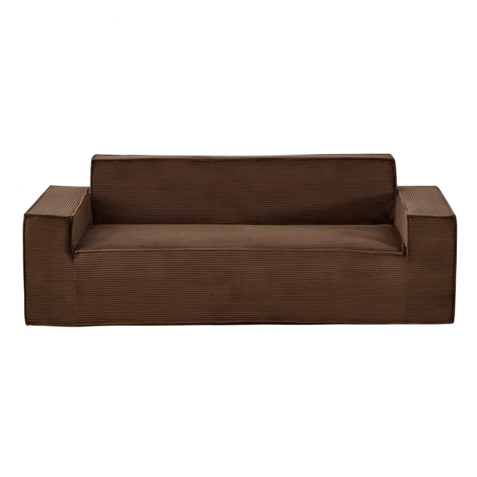 VEVOR 3-Seater Sofa in a Box, 83-Inch No Assembly Corduroy Couch with Memory Foam, Deep Seats for Living Room, Apartment, or Office, Brown