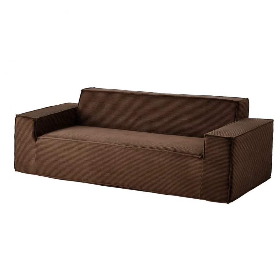 VEVOR 3-Seater Sofa in a Box, 83-Inch No Assembly Corduroy Couch with Memory Foam, Deep Seats for Living Room, Apartment, or Office, Brown