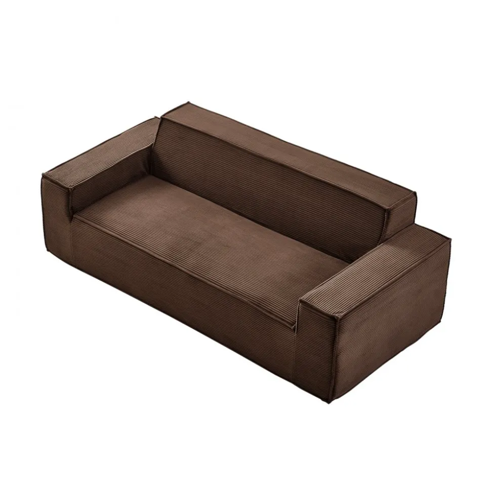 VEVOR 3-Seater Sofa in a Box, 83-Inch No Assembly Corduroy Couch with Memory Foam, Deep Seats for Living Room, Apartment, or Office, Brown