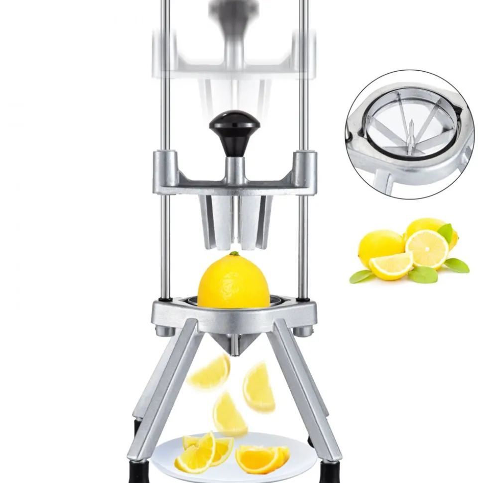 VEVOR 8-Section Commercial Easy Wedger Stainless Steel Blade Fruit Lime Slicer, Lemon Cutter 8 Wedges for Bar Restaurant