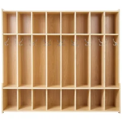VEVOR 2-Section Kids Coat Locker, Wooden Toddler Cubby Storage Organizer with 4 Hooks & Anti-Tip Kit, Modern Kid Coat Cubbies with 4 Small Open Storage Boxes for Home, Kindergarten, Daycare, Natural