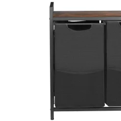 VEVOR 4 Section Laundry Sorter, Large Laundry Hamper with Metal Frame and Wooden Tabletop, Freestanding Storage Organizer Baskets with Pull-Out 600D Oxford Cloth Bags for Dirty Clothes, Bathroom