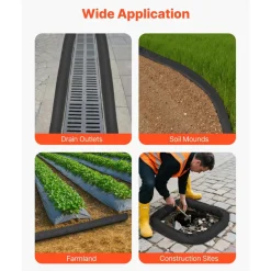 VEVOR Sediment Filter Sock, 4Pcs Erosion Control Socks Dia. 5 in x 10 ft L Coverage, Polypropylene Filler, Flexible & Efficient Silt Fence Socks for Storm-Water Management, Drainage Protection