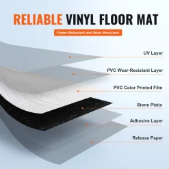 VEVOR Self Adhesive Vinyl Floor Tiles 36 x 6 inch, 36 Tiles 2.5mm Thick Peel & Stick, Light Gray Wood Grain DIY Flooring for Kitchen, Dining Room, Bedrooms & Bathrooms, Easy for Home Decor