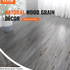 VEVOR Self Adhesive Vinyl Floor Tiles 12 x 12 inch, 50 Tiles 1.5mm Thick Peel & Stick, Black Marble Texture DIY Flooring for Kitchen, Dining Room, Bedrooms & Bathrooms, Easy for Home Decor