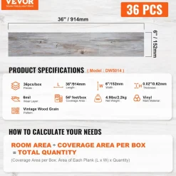 VEVOR Self Adhesive Vinyl Floor Tiles 12 x 12 inch, 50 Tiles 1.5mm Thick Peel & Stick, Black Marble Texture DIY Flooring for Kitchen, Dining Room, Bedrooms & Bathrooms, Easy for Home Decor