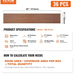 VEVOR Self Adhesive Vinyl Floor Tiles 390 x 23.6 inch, 1.5mm Thick Peel & Stick, Light Gray Wood Grain DIY Flooring for Kitchen, Dining Room, Bedrooms & Bathrooms, Easy for Home Decor